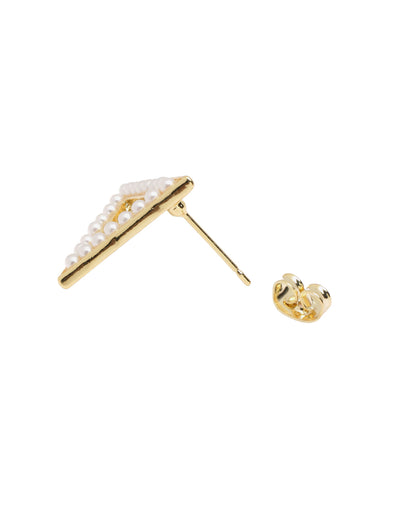 18kt Gold Plated Triangular Mini Pearl Stud Earring