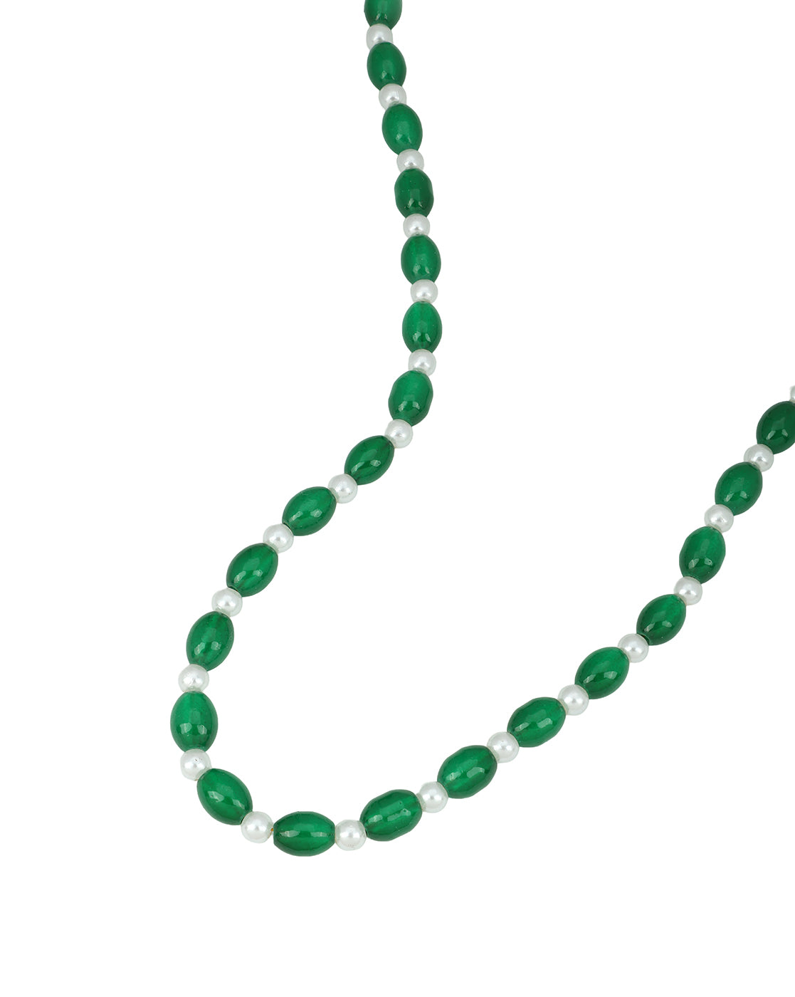 Gold Plated Emerald Green &amp; Pearl Beaded and CZ Jewellery Set