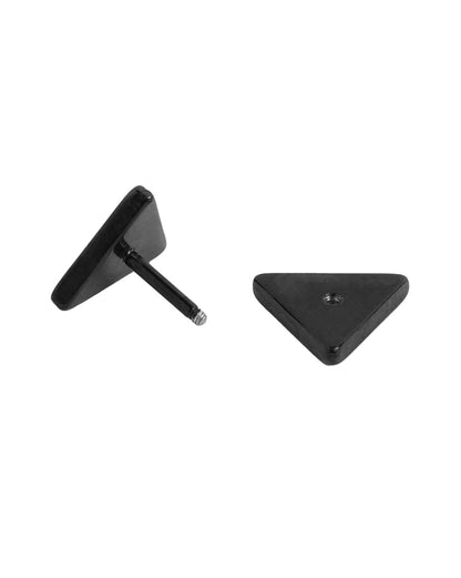 Men Black Toned Triangular Enamel Stud Earring