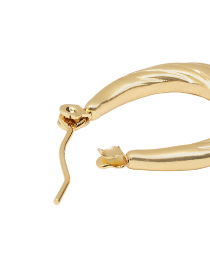 Gold-Plated Twisted Oval Hoop Earrings