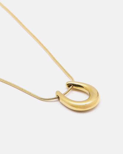 Gold Plated Horseshoe Good Luck Pendant Necklace