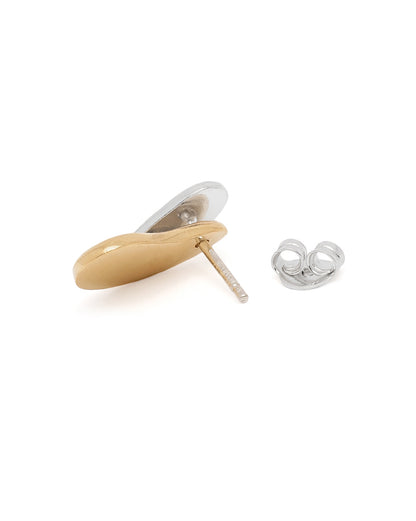 Two Toned Plated Tear Drop Stud Earring