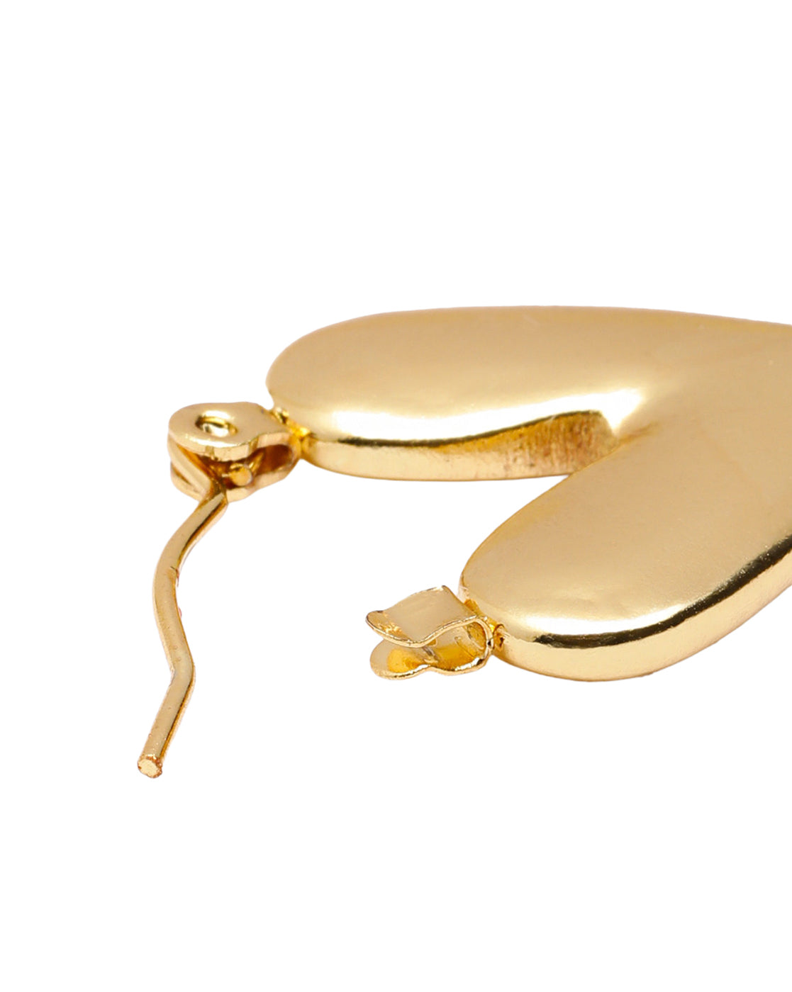 Gold Plated Huggie Puff Heart Hoop Earring
