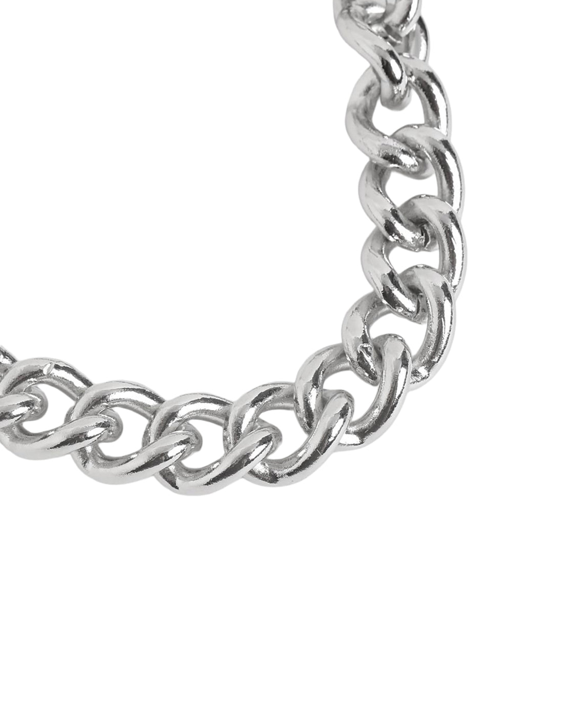 Men Silver Plated Curb Chain Bracelet