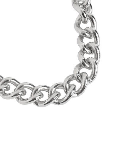 Men Silver Plated Curb Chain Bracelet