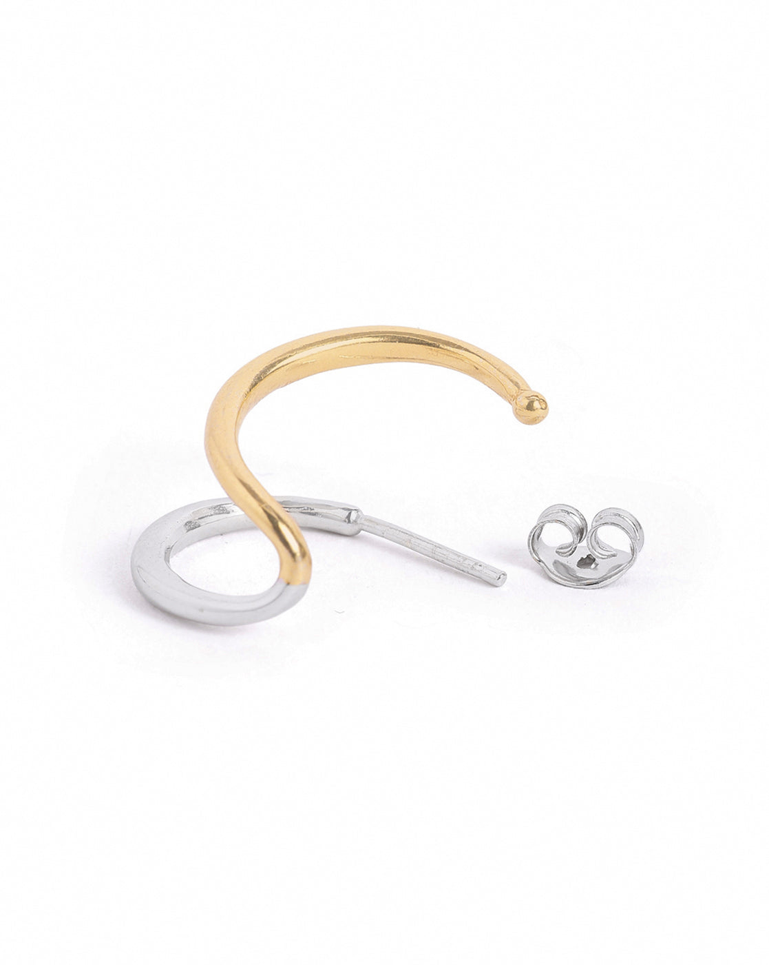 18kt Gold &amp; Rhodium Plated Ear Lobe Cuff Stylish Earring