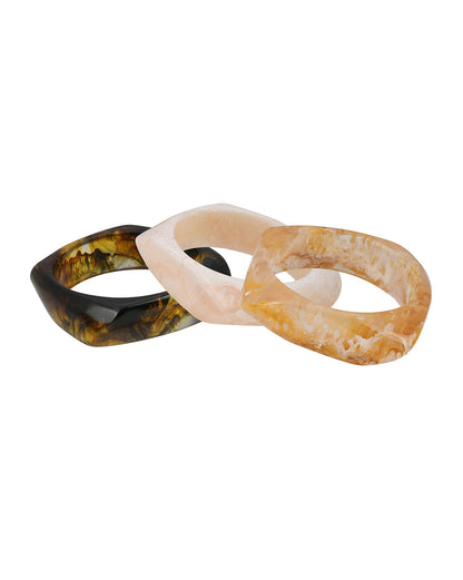 Set of 3 Stylish Earthy Square Resin Bangle