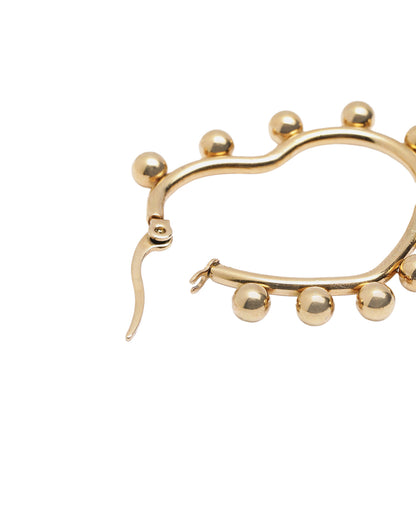 18kt Gold Plated Bold Beaded Heart Hoop Earring