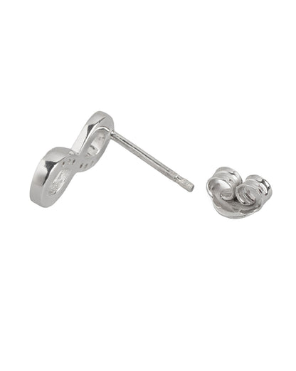 925 Sterling Silver Rhodium Plated CZ Infinity Petite Stud Earring