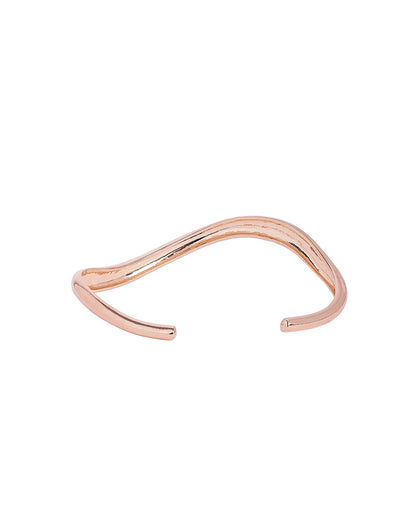 18kt Rose Gold Plated Contemporary Fluid Open Cuff Bracelet