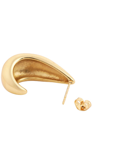 Gold Plated Contemporary Teardrop Half Hoop Earrings