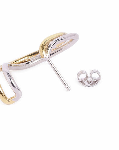 18kt Gold &amp; Rhodium Plated Contemporary Ear Lobe Cuff Earring