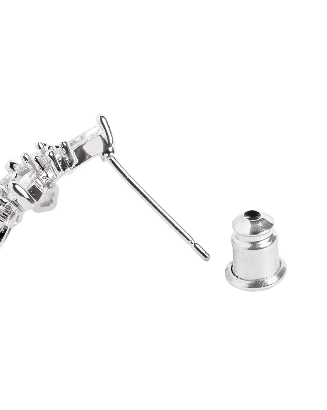Silver Plated Sparkling CZ Studded Floral Stud Earring