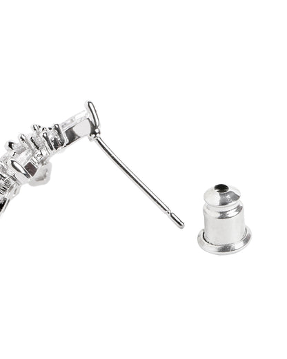Silver Plated Sparkling CZ Studded Floral Stud Earring