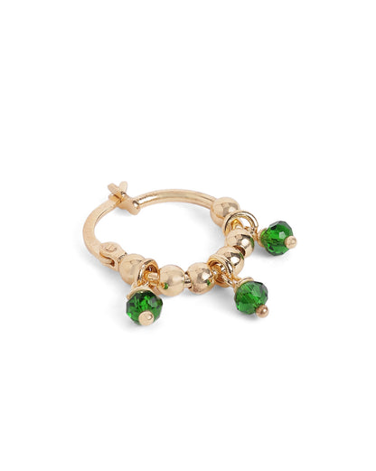 18kt Gold Plated Green Bead Hoop Earring