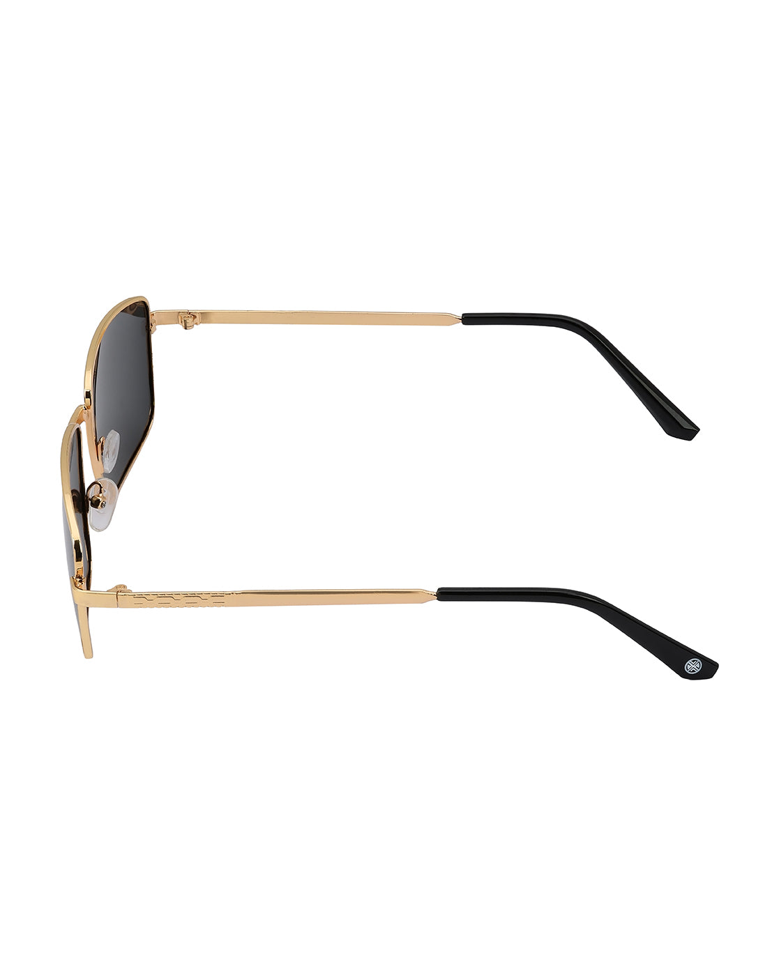 Men Gold and Black Toned Black Polarised Lens Rectangle Sunglasses