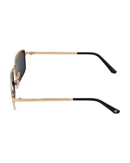 Men Gold and Black Toned Black Polarised Lens Rectangle Sunglasses