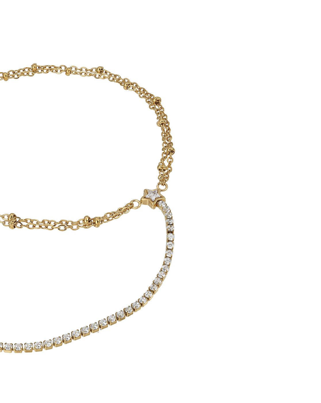 Premium Gold Plated Star CZ studded Hand Chain Bracelet