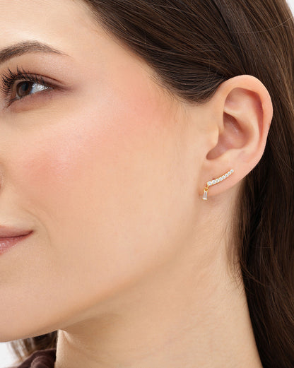 925 Sterling Silver 18kt Gold Plated CZ Ear Cuff Earring