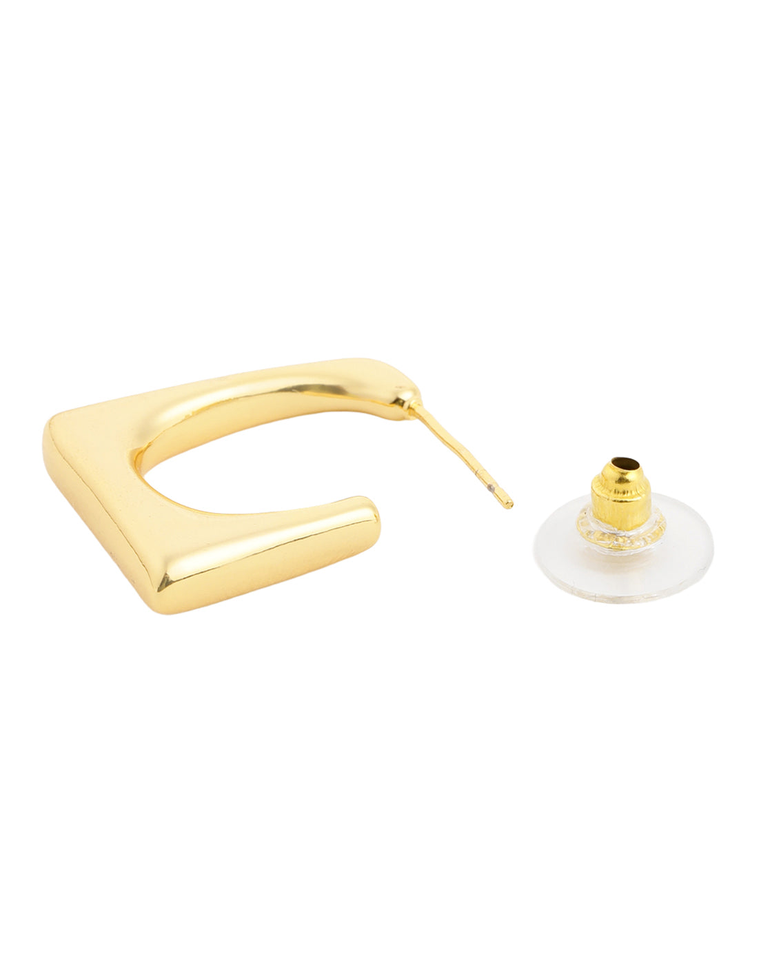 Gold Plated Designer Square Half Hoop Earring