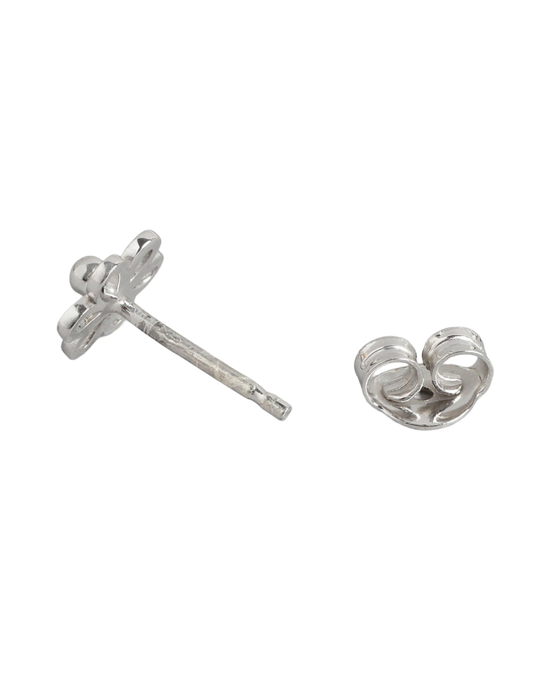 925 Sterling Silver Rhodium Plated Floral Petite Stud Earring