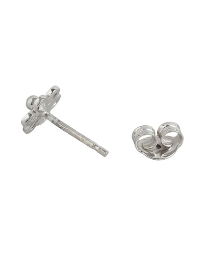925 Sterling Silver Rhodium Plated Floral Petite Stud Earring
