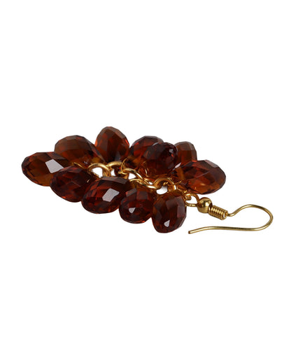 Gold-Plated Red Crystal Bead Necklace &amp; Earrings Set
