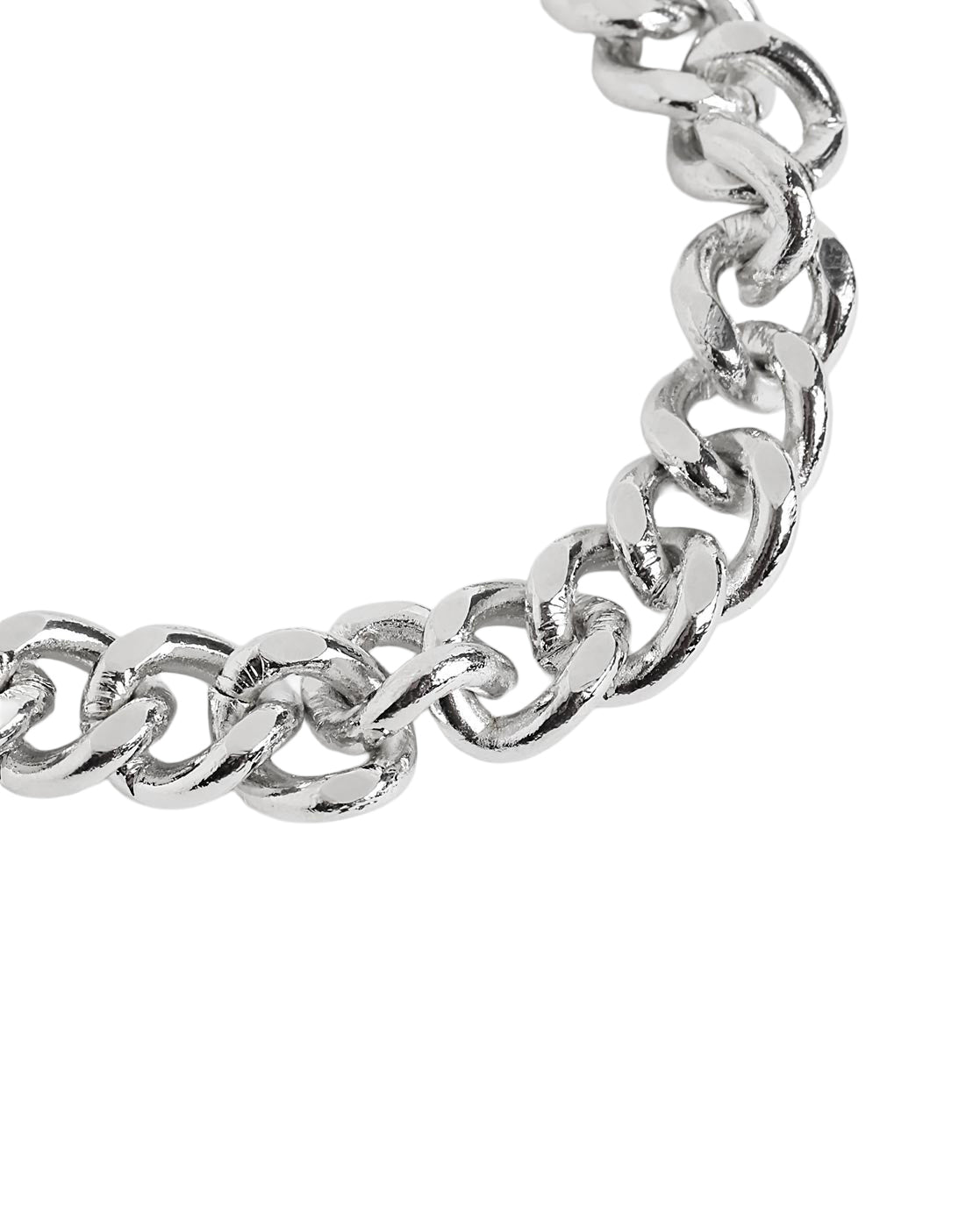 Men Silver Plated Link Curb Bracelet