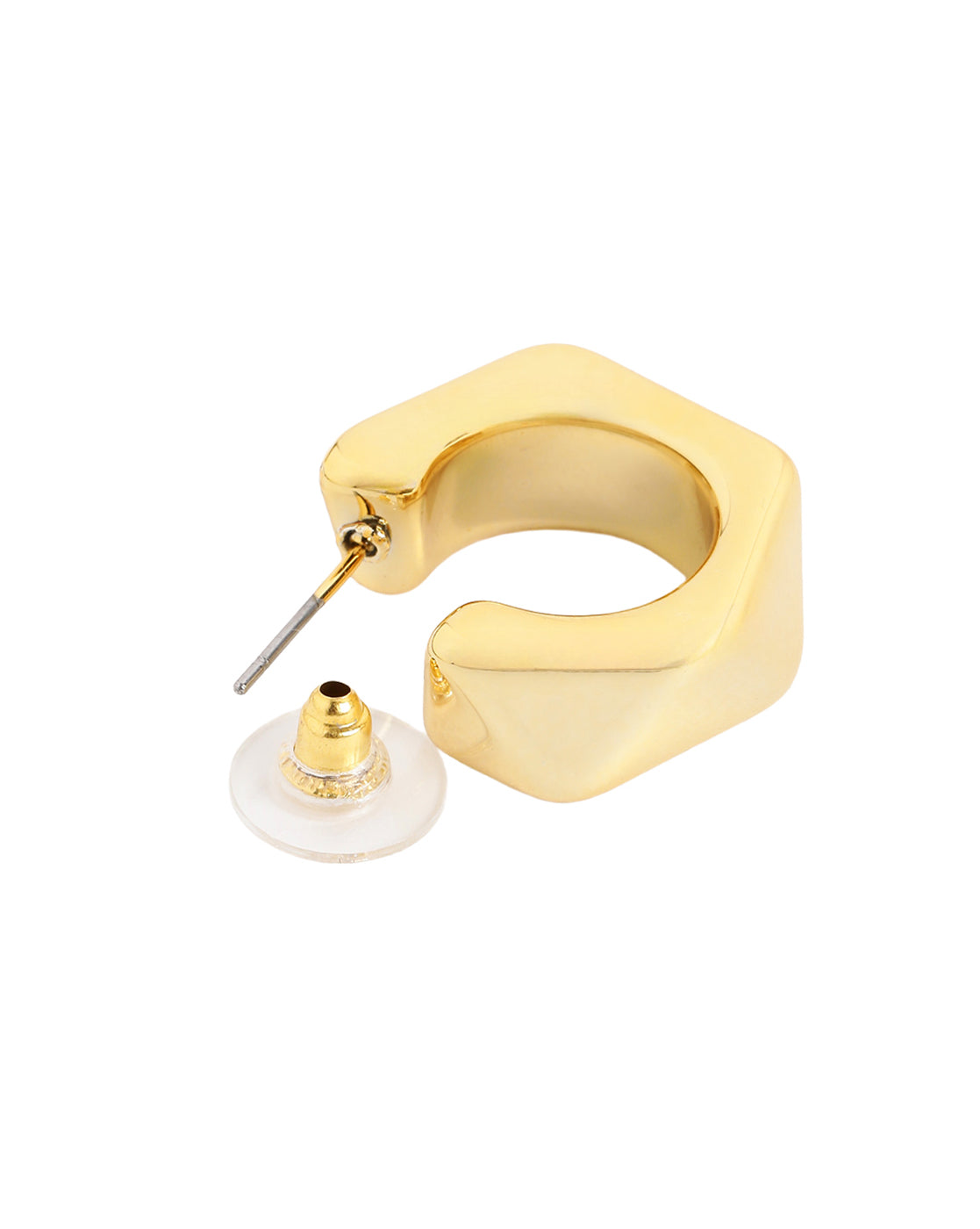 Gold-Plated Bold Geometric Half Hoop Earrings