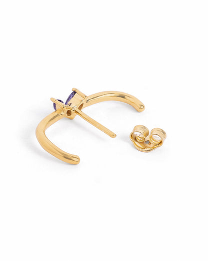 18kt Gold Plated Sapphire Studded Buttefly Ear Lobe Earring