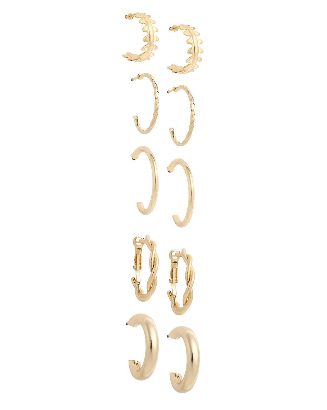 Multipack Set of 9 Gold Plated CZ and Pearl Heart Circular Stud and Hoop Earring