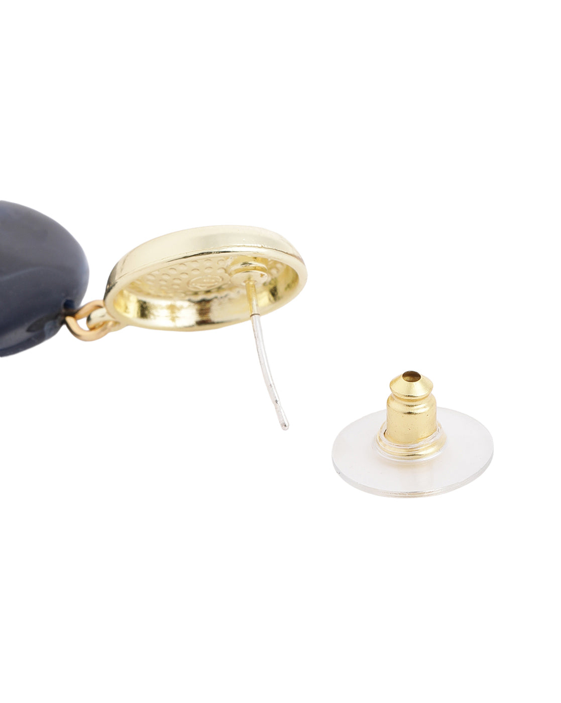 Gold Plated Navy Blue Stone Drop Earring