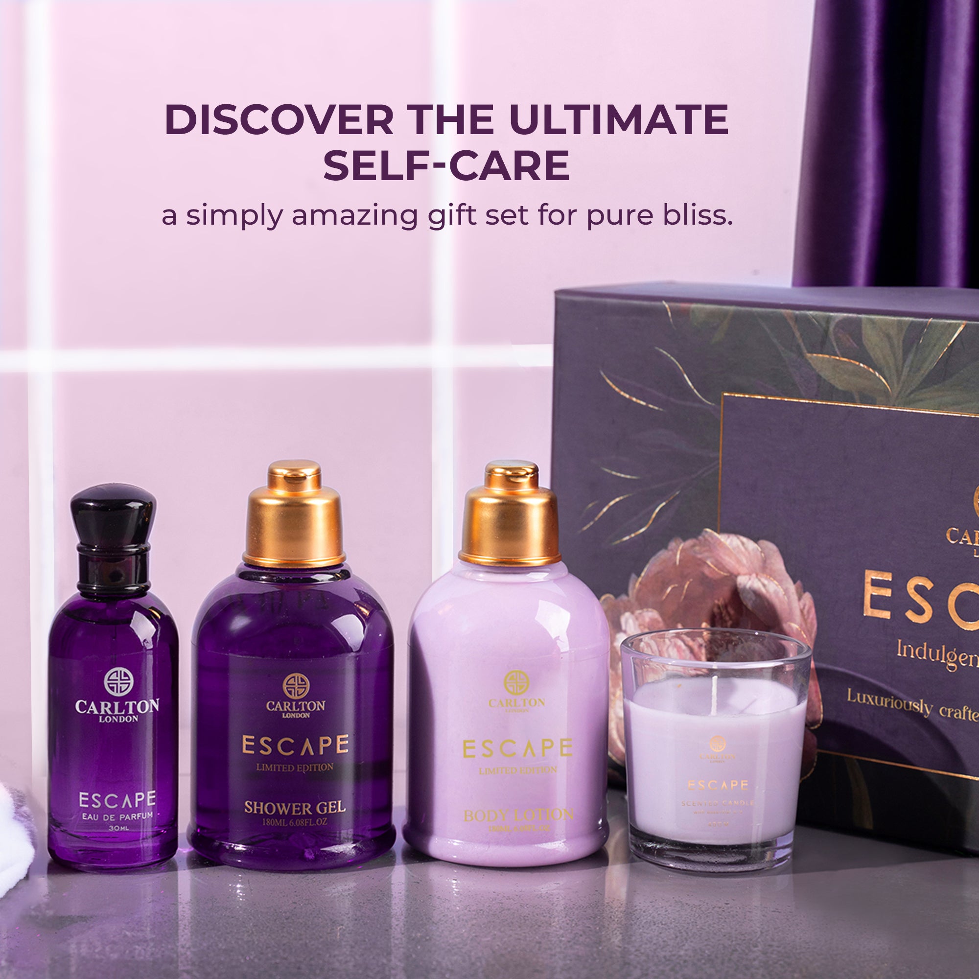 Escape Gift Set Of 4 Lotion Gel Perfume Candle 430Ml Carlton London Online