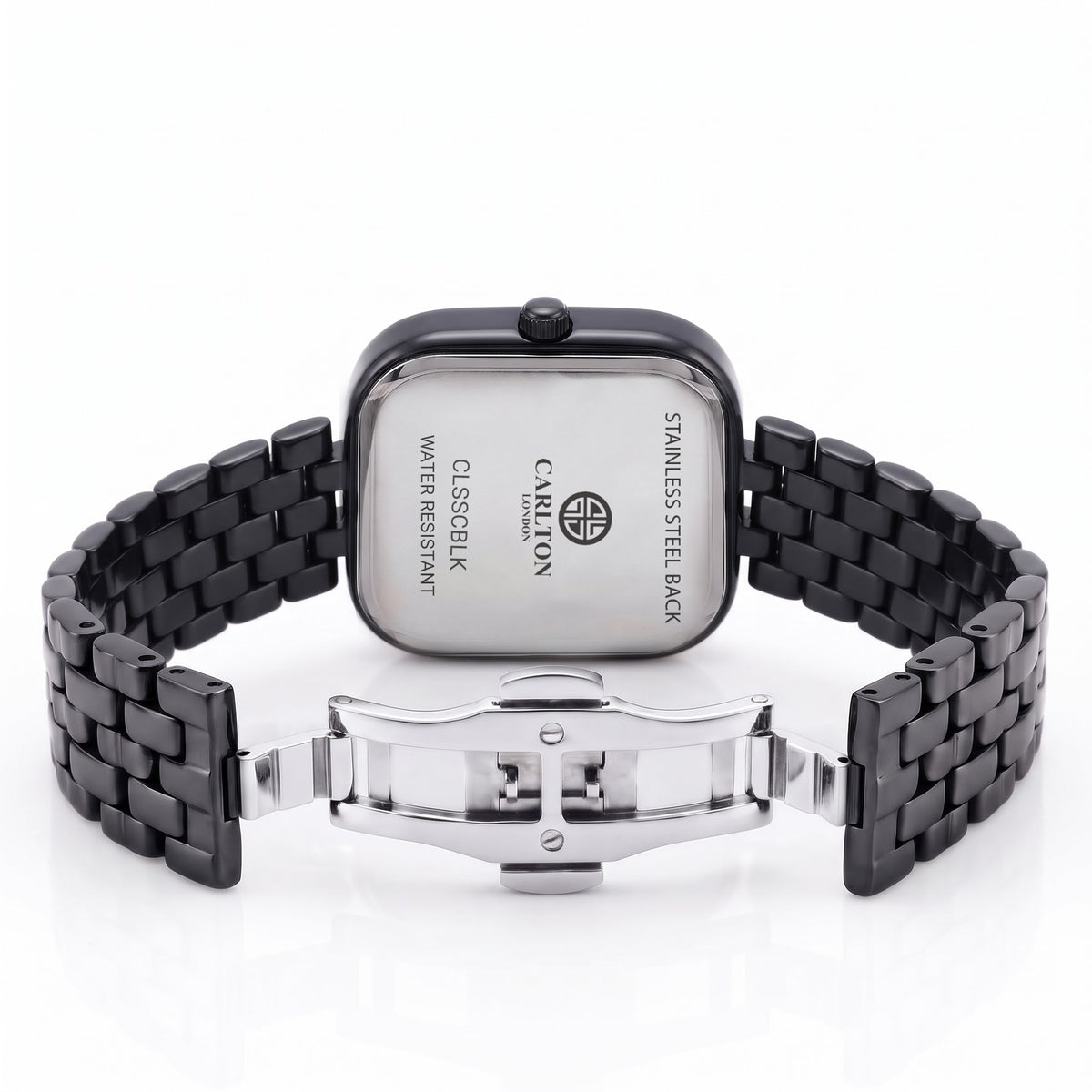 Carlton London Chelsea Women’s Watch Black Square Dial, Black Stainless Steel Strap – CLSSCBLK
