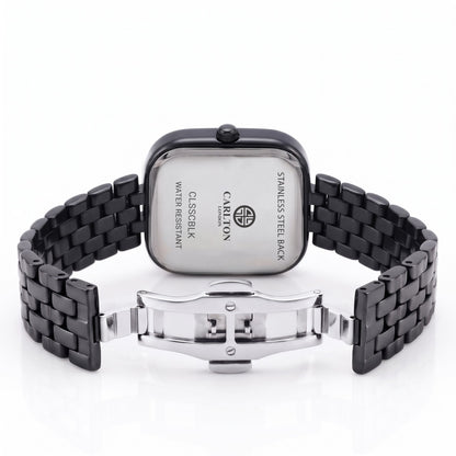 Carlton London Chelsea Women’s Watch Black Square Dial, Black Stainless Steel Strap – CLSSCBLK