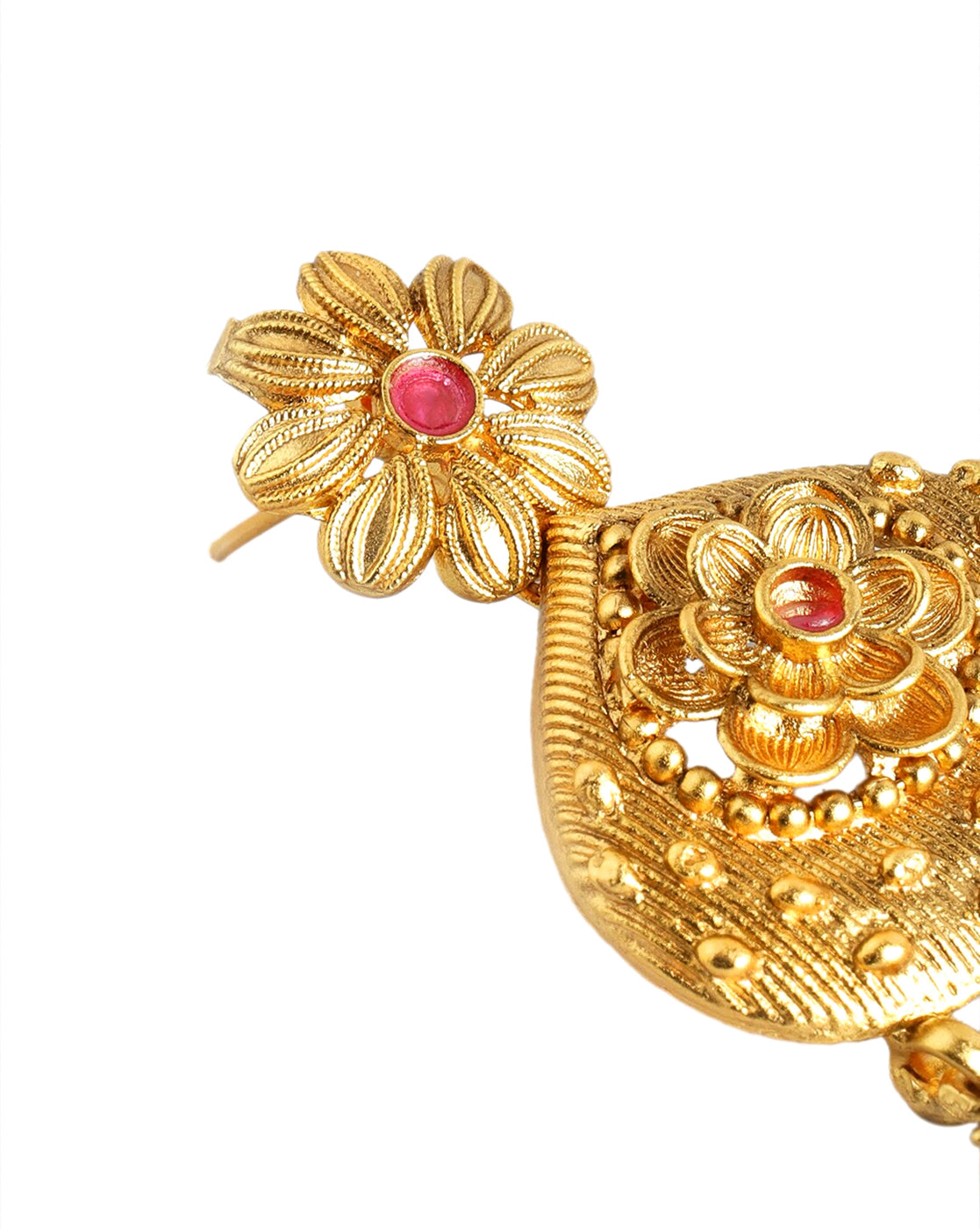 Gold-Plated Festive Floral Necklace Jewellery Set