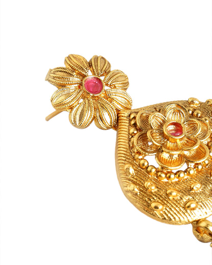Gold-Plated Festive Floral Necklace Jewellery Set