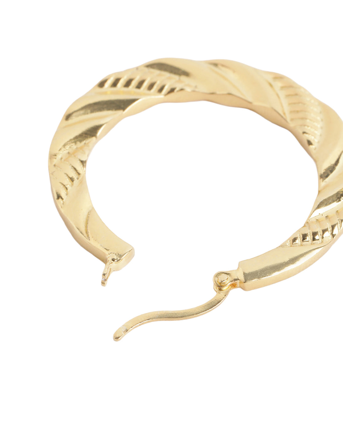 18kt Gold Plated Diamond Cut Textured Hoop Earring