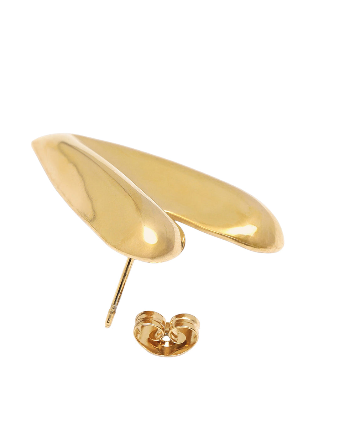 Gold Plated Stylish Elongated V-Heart Stud Earring