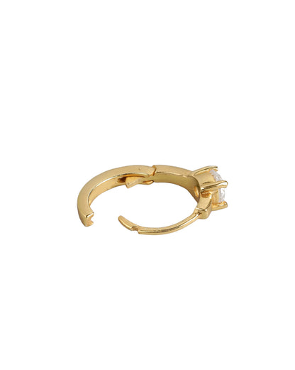 925 Sterling Silver 18kt Gold Plated CZ Circular Mini Hoop Earring