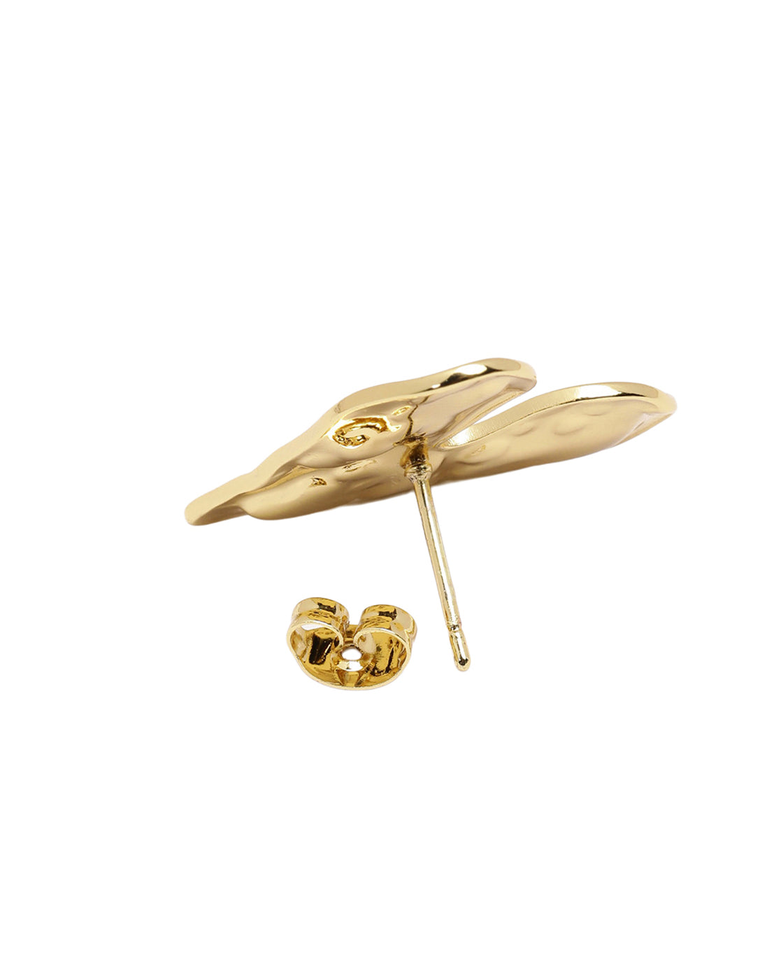 Gold Plated Bold Textured Heart Stud Earring