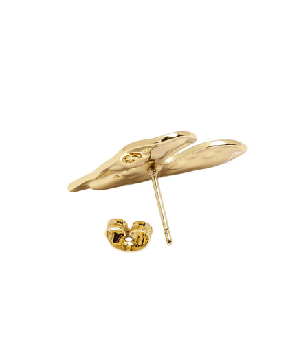 Gold Plated Bold Textured Heart Stud Earring