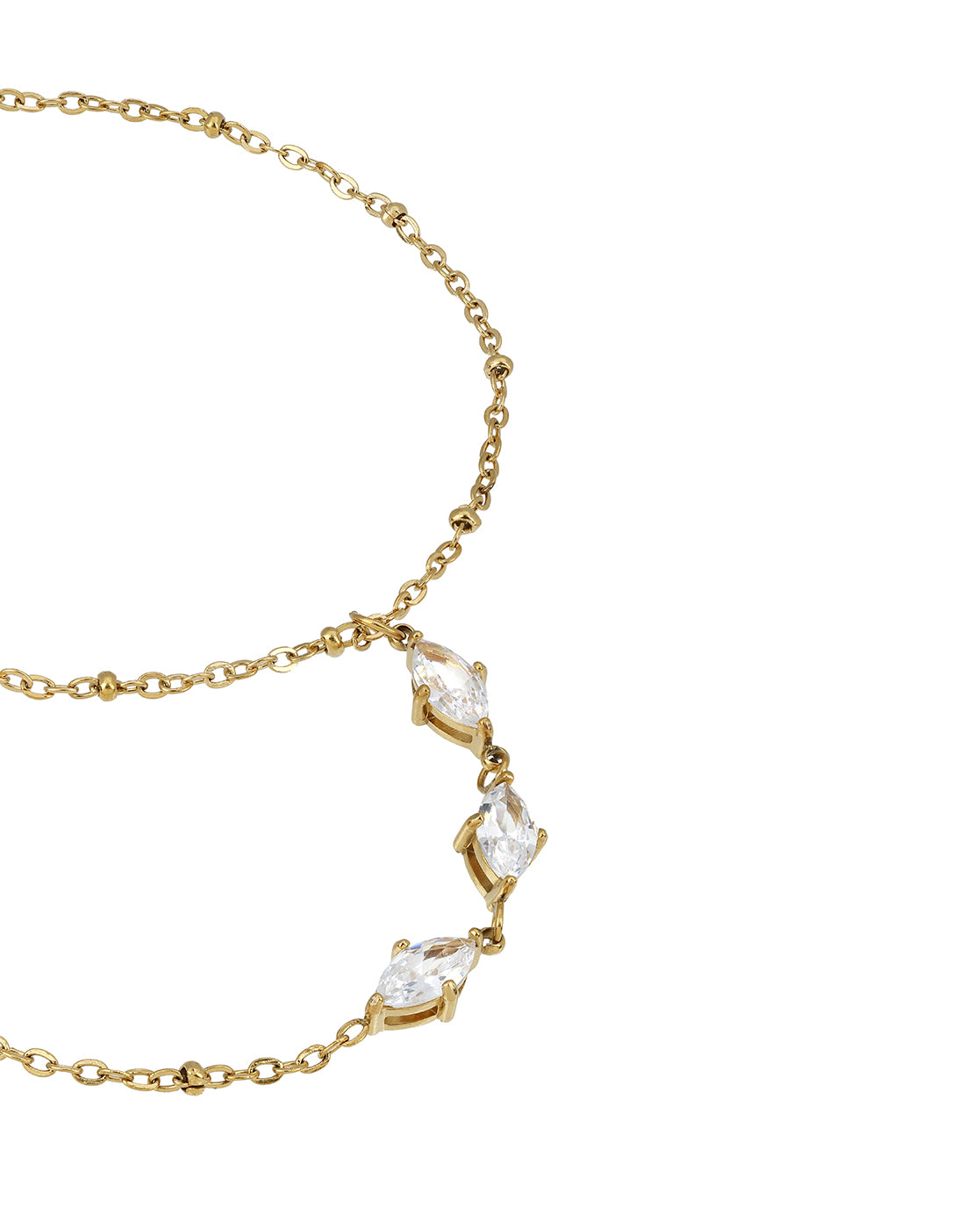 Contemporary Gold Plated Solitaire Hand Chain Bracelet