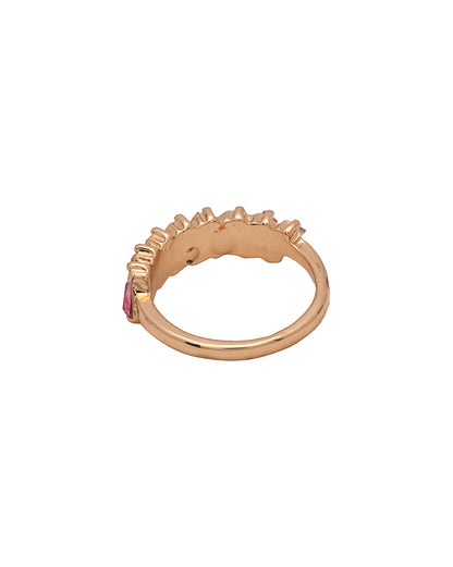 Gold Plated Pink Baguette Stone Statement Ring