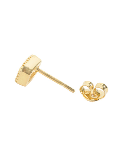 18kt Gold Plated Elegant Baguette Solitaire Stud Earring