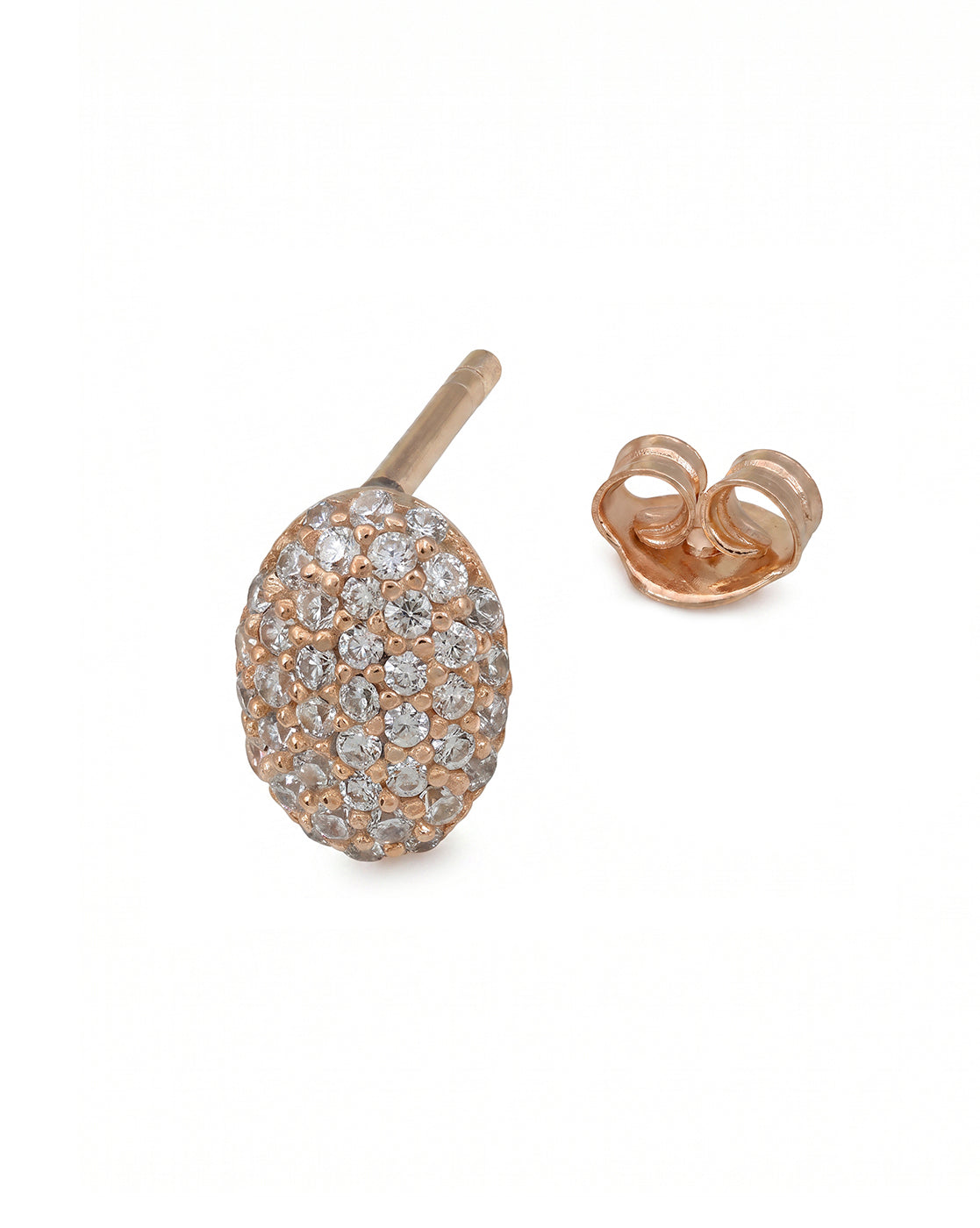 18kt Rose Gold Plated CZ Petite Oval Stud Earring