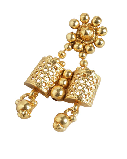 Gold Plated Filigree Necklace Set with Dangler Earrings