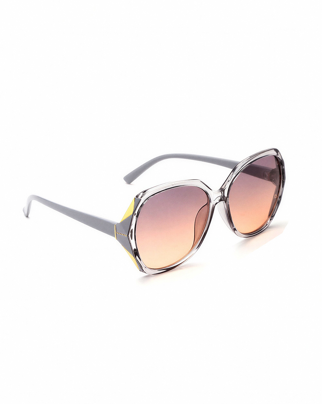 Women Grey Toned UV Protected Sunglasses &amp; Rhodium Plated Solitaire Drop Earring Set
