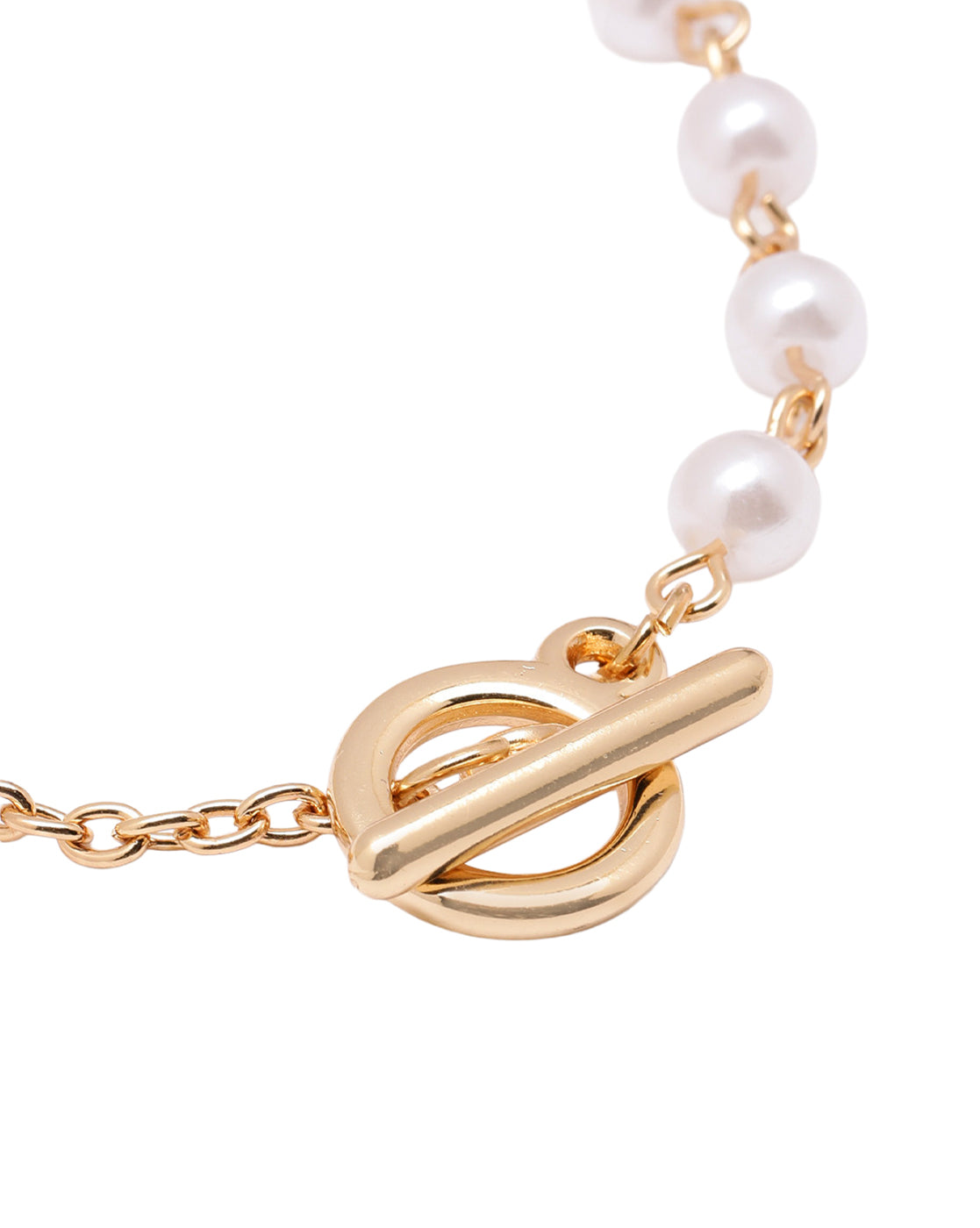Gold Plated Pearl Chain Toggle Bracelet