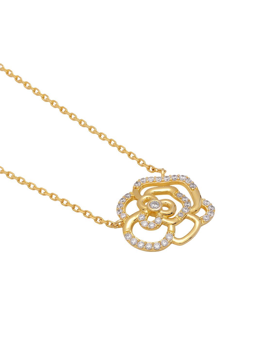 18kt Gold Plated CZ Floral Bold Necklace